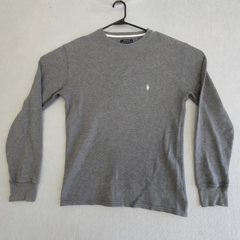 Polo Ralph Lauren Long Sleeve Thermal Shirt Crewneck Gray Men's Medium Pony Logo